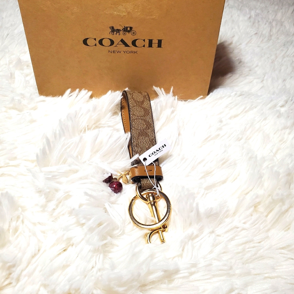 Coach loop bag charm with cherries-key chain
